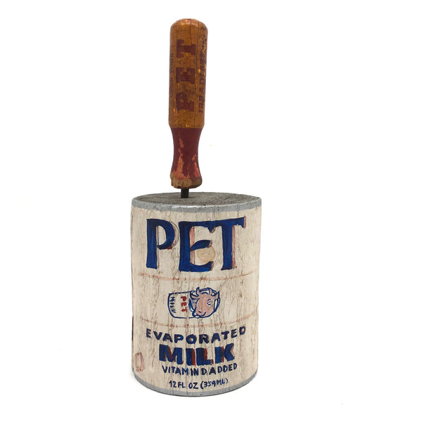 Folk Art Painted PET Can Pierced by Can Opener