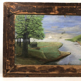 Marvelous Oil on Board Triple Portrait, with Logan Drake, Founder of Silver Beach Amusement Park