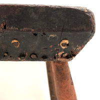 19th c. Primitive Cricket Stool with Old Paint and Lots of Nails
