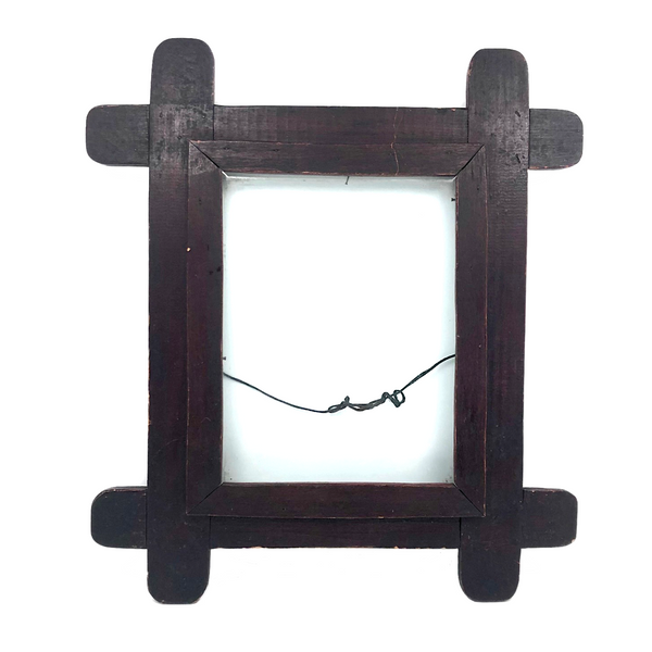 Sweet Old Wooden Frame with Rounded Corners and Dark Red Stain