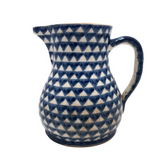 Blue and White Hand-painted Antique German Stoneware Milk Pitcher