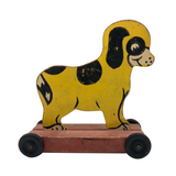 Cheerful Yellow and Black Dog Pull Toy