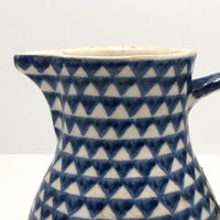 Blue and White Hand-painted Antique German Stoneware Milk Pitcher
