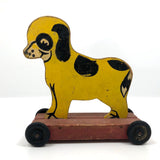 Cheerful Yellow and Black Dog Pull Toy