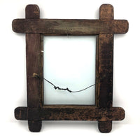 Sweet Old Wooden Frame with Rounded Corners and Dark Red Stain