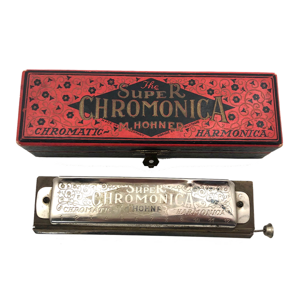 M. Hohner 1920s German "Super Chromonica" Harmonica in Original Box, Key of G