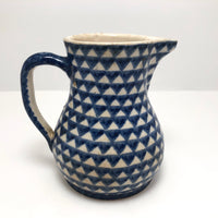 Blue and White Hand-painted Antique German Stoneware Milk Pitcher
