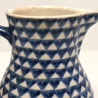 Blue and White Hand-painted Antique German Stoneware Milk Pitcher