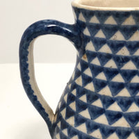 Blue and White Hand-painted Antique German Stoneware Milk Pitcher