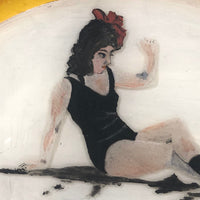 Reverse Glass Painted Folk Art Bathing Beauty!
