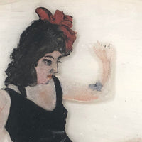 Reverse Glass Painted Folk Art Bathing Beauty!