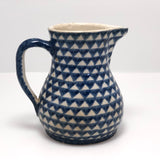 Blue and White Hand-painted Antique German Stoneware Milk Pitcher