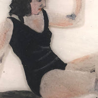 Reverse Glass Painted Folk Art Bathing Beauty!