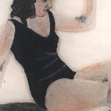 Reverse Glass Painted Folk Art Bathing Beauty!