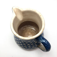 Blue and White Hand-painted Antique German Stoneware Milk Pitcher