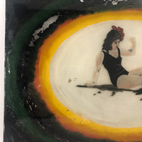 Reverse Glass Painted Folk Art Bathing Beauty!