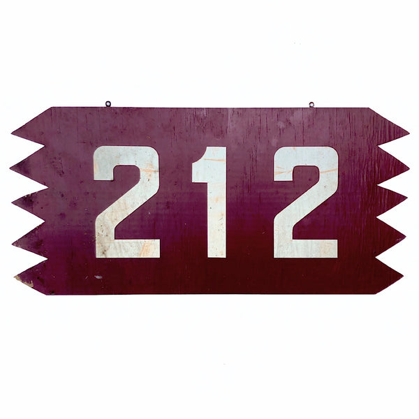 Old Red Zig Zag Edged 212 Wooden Sign