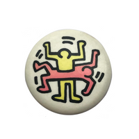 Keith Haring "Two Figures" Original Vintage Pinback Button, Mid 1980s