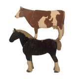 Old Painted Wooden Horse and Cow!