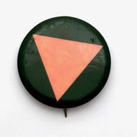 Vintage 1980s Pink Triangle Pin Back Button, Oscar Wilde Memorial Bookshop
