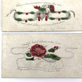 Early Victorian Etched and Hand-colored Calling Cards - Set of 6