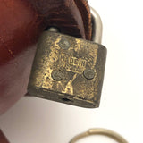 Leather Mid-Century Piggy Bank with Lock and Keys