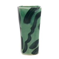 Green on Green Post-Modern Pottery Tumbler or Vase by Andrew Martin