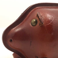Leather Mid-Century Piggy Bank with Lock and Keys