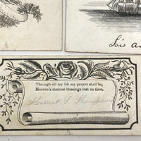Early Victorian Etched and (Many) Hand-colored Calling Cards - Set of 19