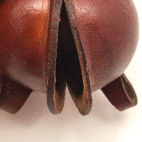 Leather Mid-Century Piggy Bank with Lock and Keys