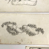 Early Victorian Etched and (Many) Hand-colored Calling Cards - Set of 19