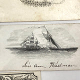 Early Victorian Etched and (Many) Hand-colored Calling Cards - Set of 19