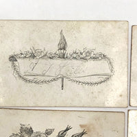 Early Victorian Etched and (Many) Hand-colored Calling Cards - Set of 19