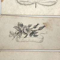 Early Victorian Etched and (Many) Hand-colored Calling Cards - Set of 19
