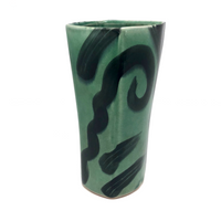 Green on Green Post-Modern Pottery Tumbler or Vase by Andrew Martin