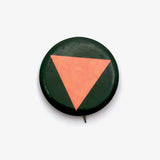 Vintage 1980s Pink Triangle Pin Back Button, Oscar Wilde Memorial Bookshop