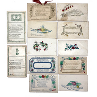 Early Victorian Etched and (Many) Hand-colored Calling Cards - Set of 19