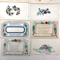 Early Victorian Etched and (Many) Hand-colored Calling Cards - Set of 19