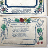 Early Victorian Etched and (Many) Hand-colored Calling Cards - Set of 19