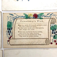 Early Victorian Etched and (Many) Hand-colored Calling Cards - Set of 19