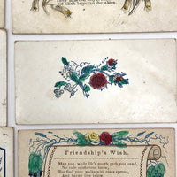 Early Victorian Etched and (Many) Hand-colored Calling Cards - Set of 19