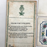 Early Victorian Etched and (Many) Hand-colored Calling Cards - Set of 19