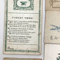 Early Victorian Etched and (Many) Hand-colored Calling Cards - Set of 19