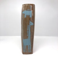 Faceted Studio Pottery Vase with Light Blue Animals by Jeffrey Lipton