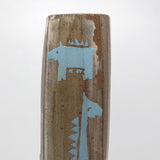 Faceted Studio Pottery Vase with Light Blue Animals by Jeffrey Lipton