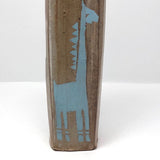 Faceted Studio Pottery Vase with Light Blue Animals by Jeffrey Lipton