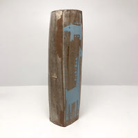 Faceted Studio Pottery Vase with Light Blue Animals by Jeffrey Lipton