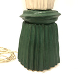 Sculptural Handmade Vintage Ceramic Lamp, Matte Green and White