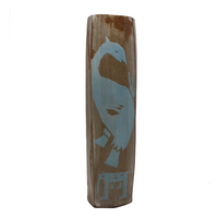 Faceted Studio Pottery Vase with Light Blue Animals by Jeffrey Lipton
