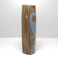 Faceted Studio Pottery Vase with Light Blue Animals by Jeffrey Lipton